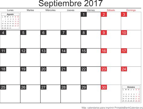 calendario para imprimir septiembre 2017   Calendarios ...