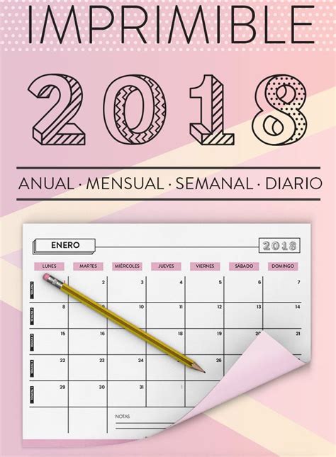 Calendario Planificador Imprimible | Año Completo 2018