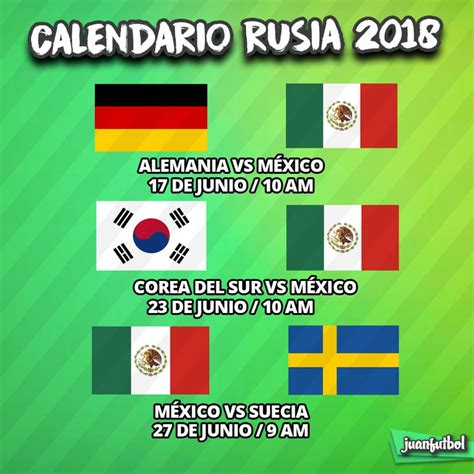 Calendario Rusia 2018 Mexico
