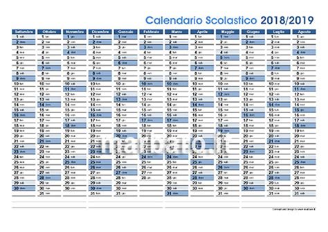 Calendario Scolastico 2018/2019 da stampare con le festività