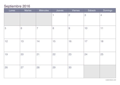 Calendario septiembre 2016 para imprimir   iCalendario.net