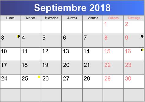 Calendario septiembre 2018 imprimible PDF | abc calendario.es