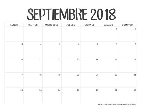 Calendario Septiembre 2018 | nullet joanar | Pinterest ...