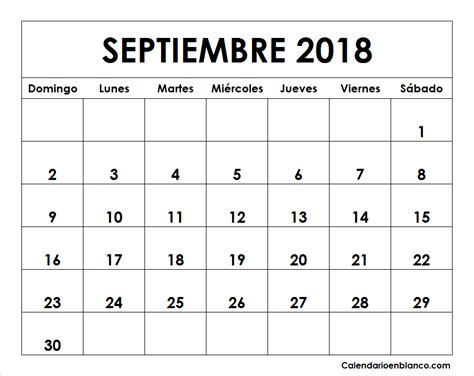 Calendario Septiembre 2018 Para imprimir | CALENDARIO ...