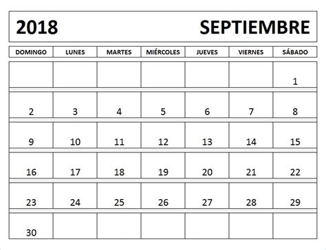 Calendario Septiembre 2018 para imprimir [PDF, Excel, Word ...