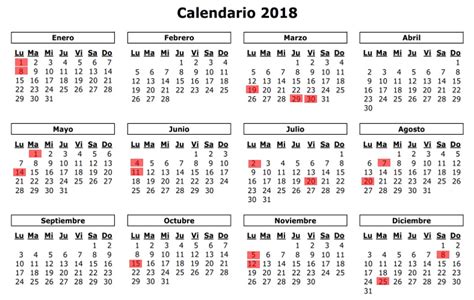 Calendario y festivos en Colombia 2018.   Tierra Colombiana