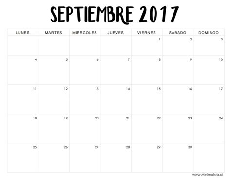Calendarios 2017 para imprimir: Blanco & Negro   Minimalista