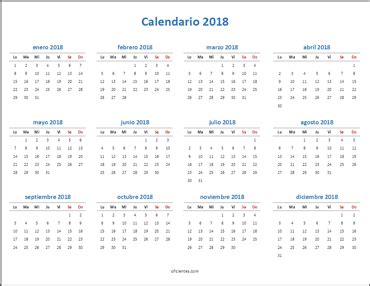 Calendarios 2018 en Excel para imprimir y editables ...