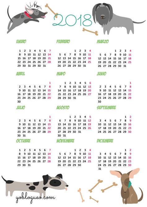 calendarios 2018 gratis imprimir perros   Yo Blogueo