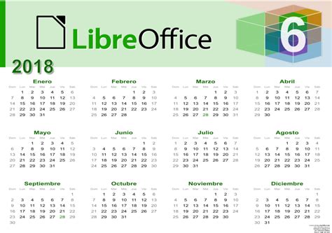 Calendarios 2018 | Libreoffice Cuba