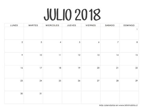 Calendarios 2018 para Imprimir   Minimalista