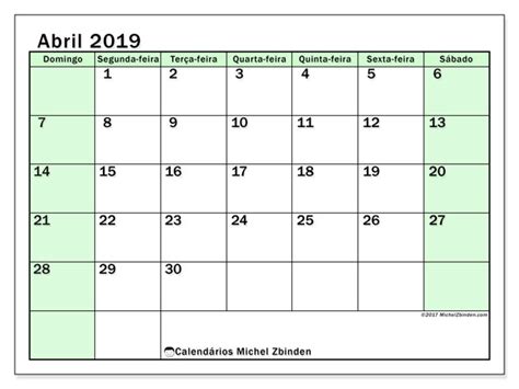 Calendários abril de 2019  DS