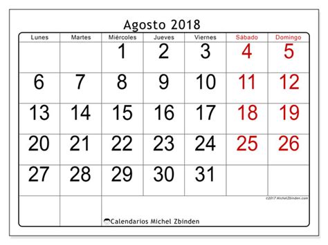 Calendarios agosto 2018  LD
