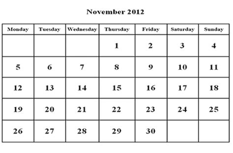 Calendarios de noviembre del 2012 en blanco y negro muy ...