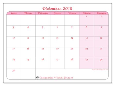 Calendarios diciembre 2018  LD