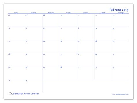 Calendarios febrero 2019  LD