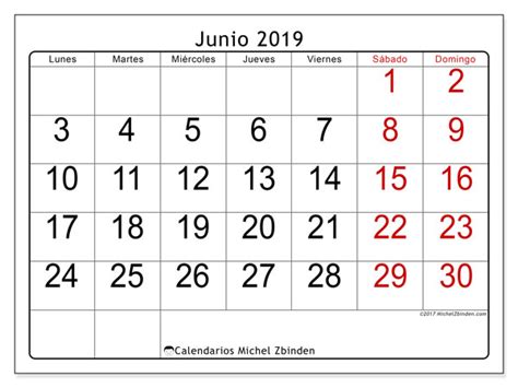 Calendarios junio 2019  LD
