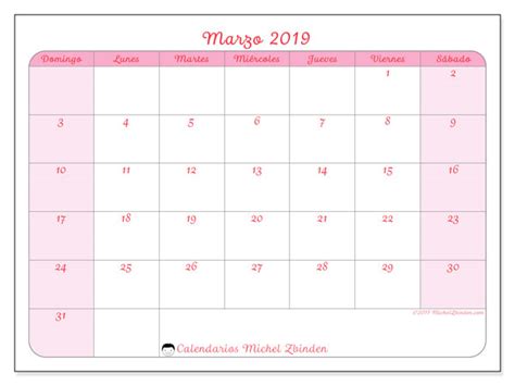Calendarios marzo 2019  DS