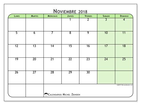 Calendarios noviembre 2018  LD    Michel Zbinden  es