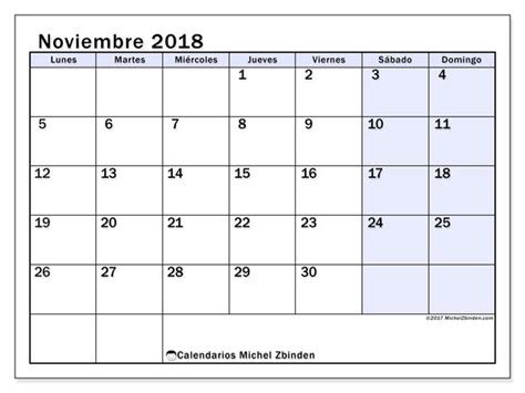 Calendarios noviembre 2018  LD    Michel Zbinden  es