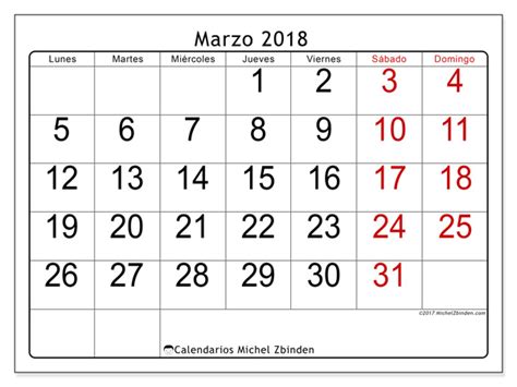 Calendarios para imprimir marzo 2018   Fecha del mes   España