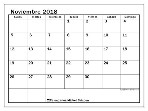 Calendarios para imprimir noviembre 2018   Mundo