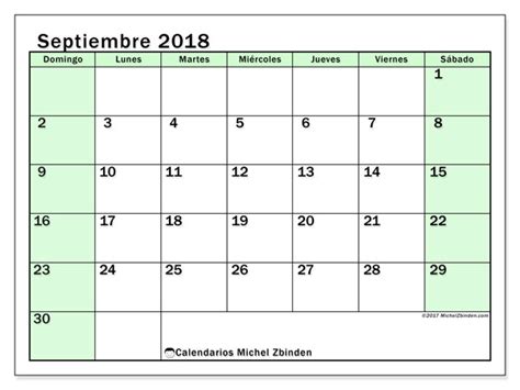 Calendarios septiembre 2018  DS