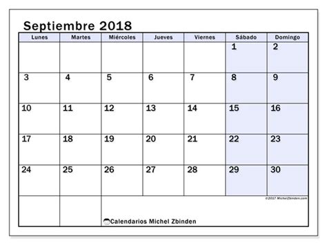 Calendarios septiembre 2018  LD