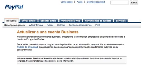 Cambiar cuenta Paypal a Business