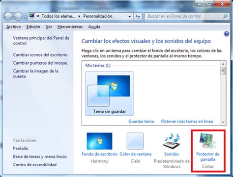 Cambiar el protector de pantalla en Windows 7