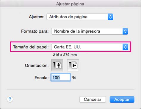 Cambiar el tamaño del papel   Word for Mac