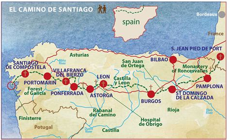 Camino de Santiago Map French Way itineary Caspin Journeys ...