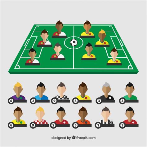Campo de fútbol con jugadores | Descargar Vectores gratis