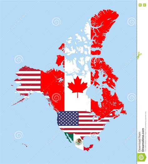 Canada, United States And Mexico Vector Map Combined With ...