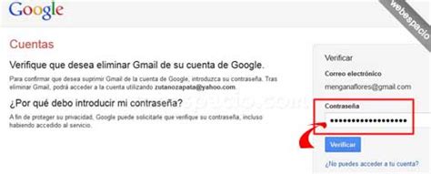Cancelar cuenta Gmail