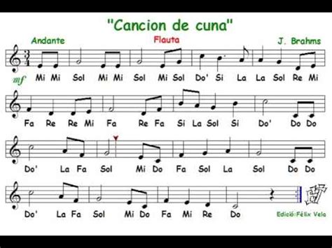 Cancion de cuna, J Brahms  Flauta con notas    YouTube