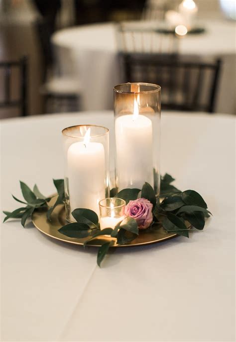 candle wedding centerpiece purple and greenery centerpiece ...