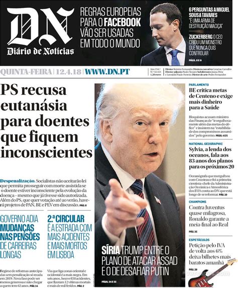 Capa   Diário de Notícias de 2018 04 12