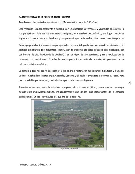 Características de la cultura olmeca, teotihuacan,azteca