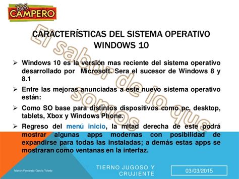 Caracteristicas del Sistema operativo Windows 8.1 / 10 y ...