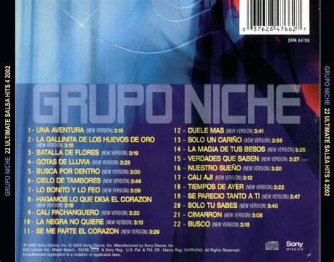 Carátula Trasera de 22 Ultimate Salsa Hits 4 2002 de Grupo ...