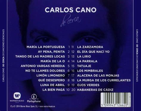 Carátula Trasera de Carlos Cano   De Cerca: 20 Canciones ...