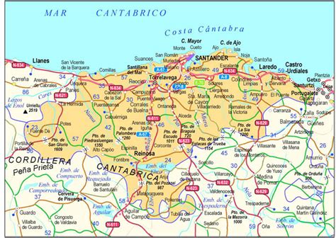 Carreteras de Cantabria   Tamaño completo