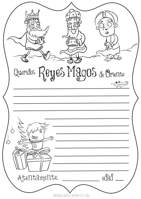 Carta de los Reyes magos para imprimir y colorear ...