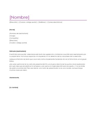 Carta de presentación con currículum vítae  violeta