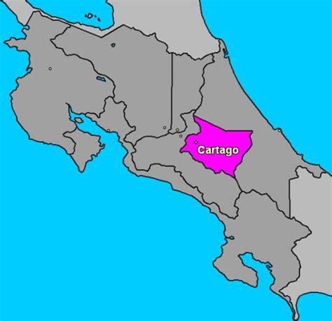 Cartago, Mapa Ubicación Territorial Cartago Costa Rica