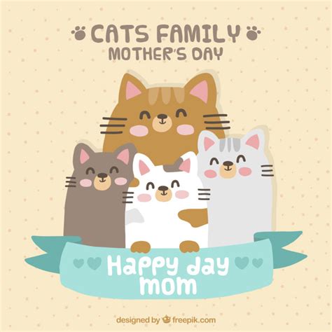 Cartão bonito da família gatos | Baixar vetores grátis