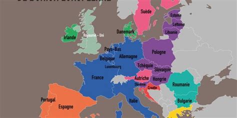 Carte des pays de l Union Européenne   Liste des pays ...