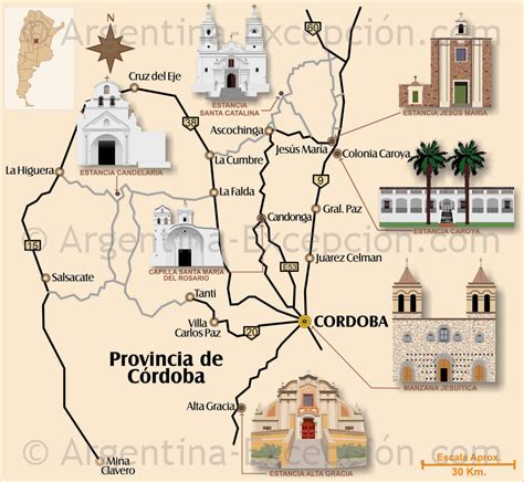 Carte estancias jésuites, Córdoba, Argentine