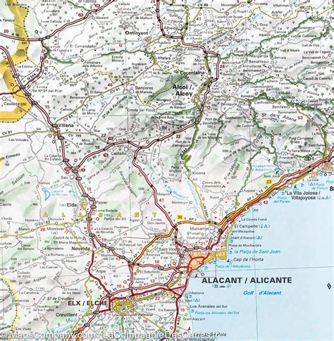 Carte routière de la Région de Valence & Murcie  Espagne ...